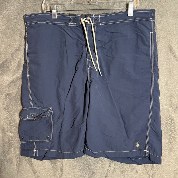 Polo Ralph Lauren Blue Swim Trunks Men's Large Board Short Pony Vintage - Picture 1 of 7